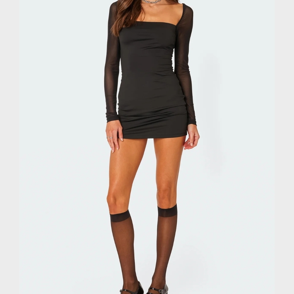 Elegant Black Long-Sleeve Dress